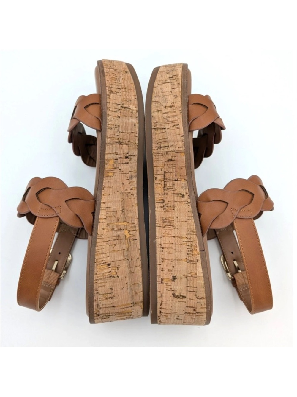 Pennie Tan Vegan Leather Braided Platform Sandal - Picture 4 of 8